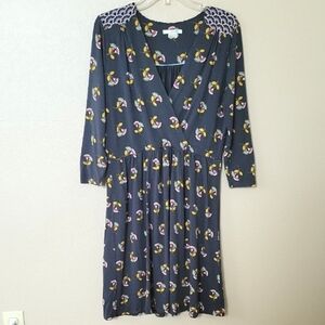 Boden Gray Glenda Jersey Knit Faux Wrap Floral Dress - Size 12
